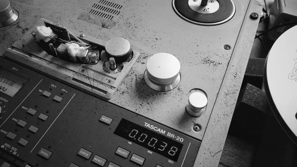 Resíduos de back-coat no Tascam BR-20 após uma fita em mau estado